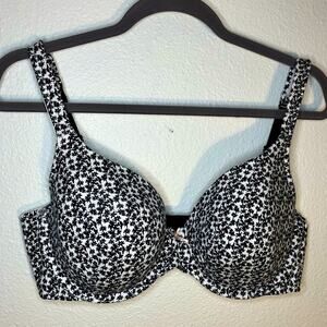 Cacique - Lane Bryant Black & White Floral T-Shirt Bra Women's Plus Size‎ 40D